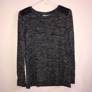 FOREVER 21 Marled Sweater w/Leather Shoulders